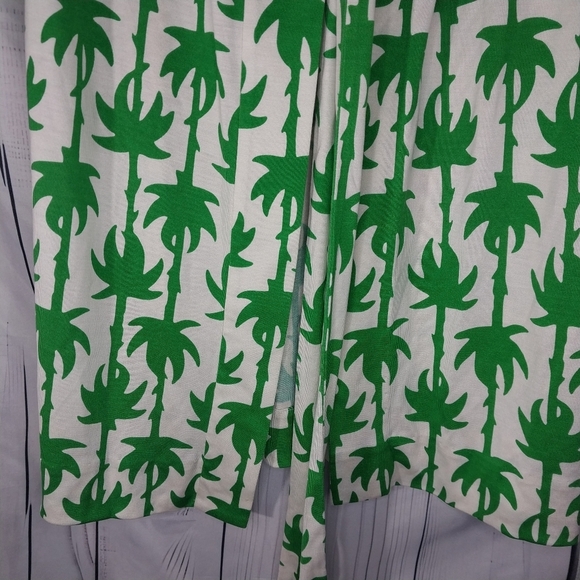 Diane Von Furstenberg Green Palm Sleeveless Yahzi Silk Jersey Wrap Dress - Picture 5 of 13